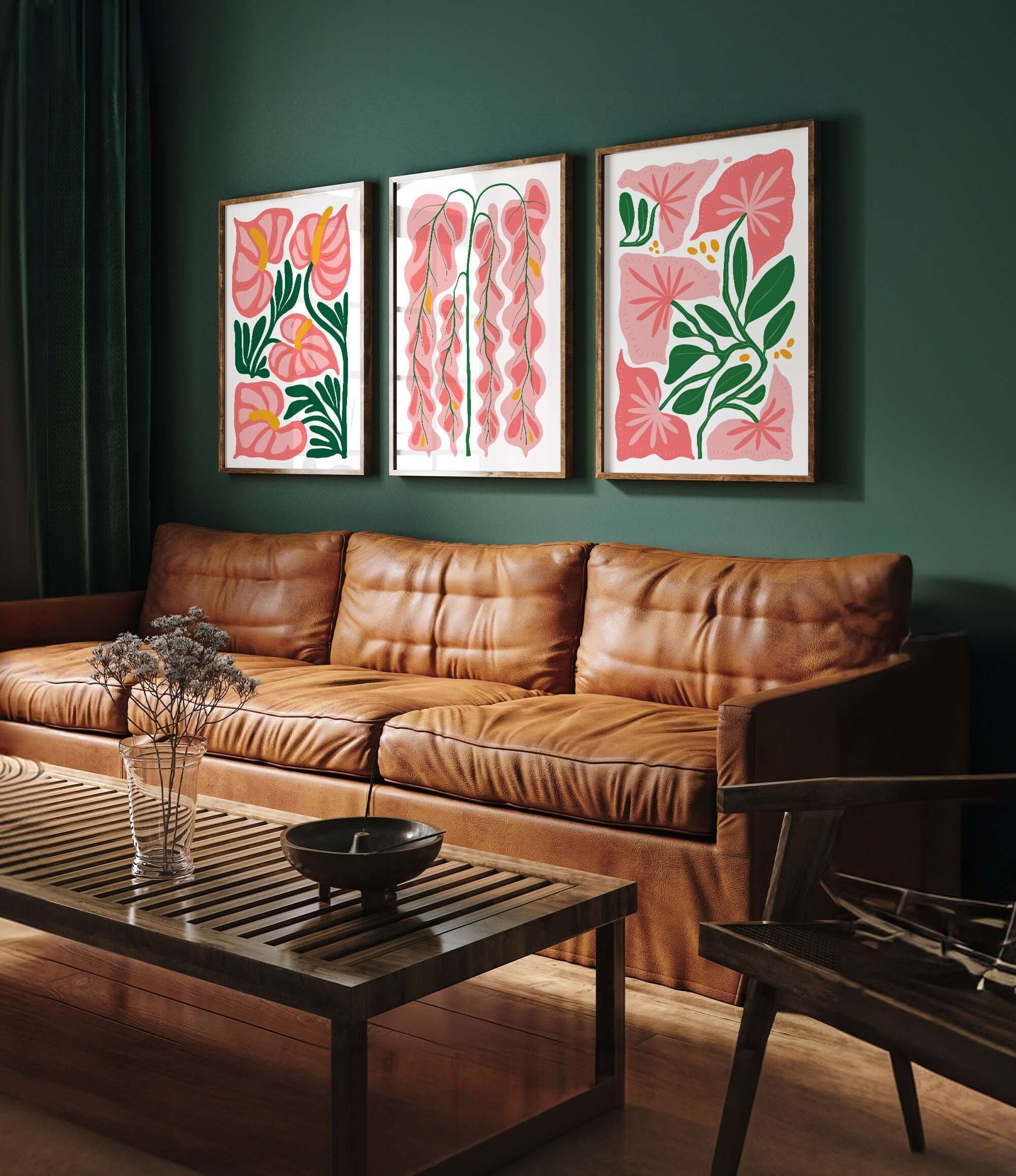 a living room with a couch and a coffee table