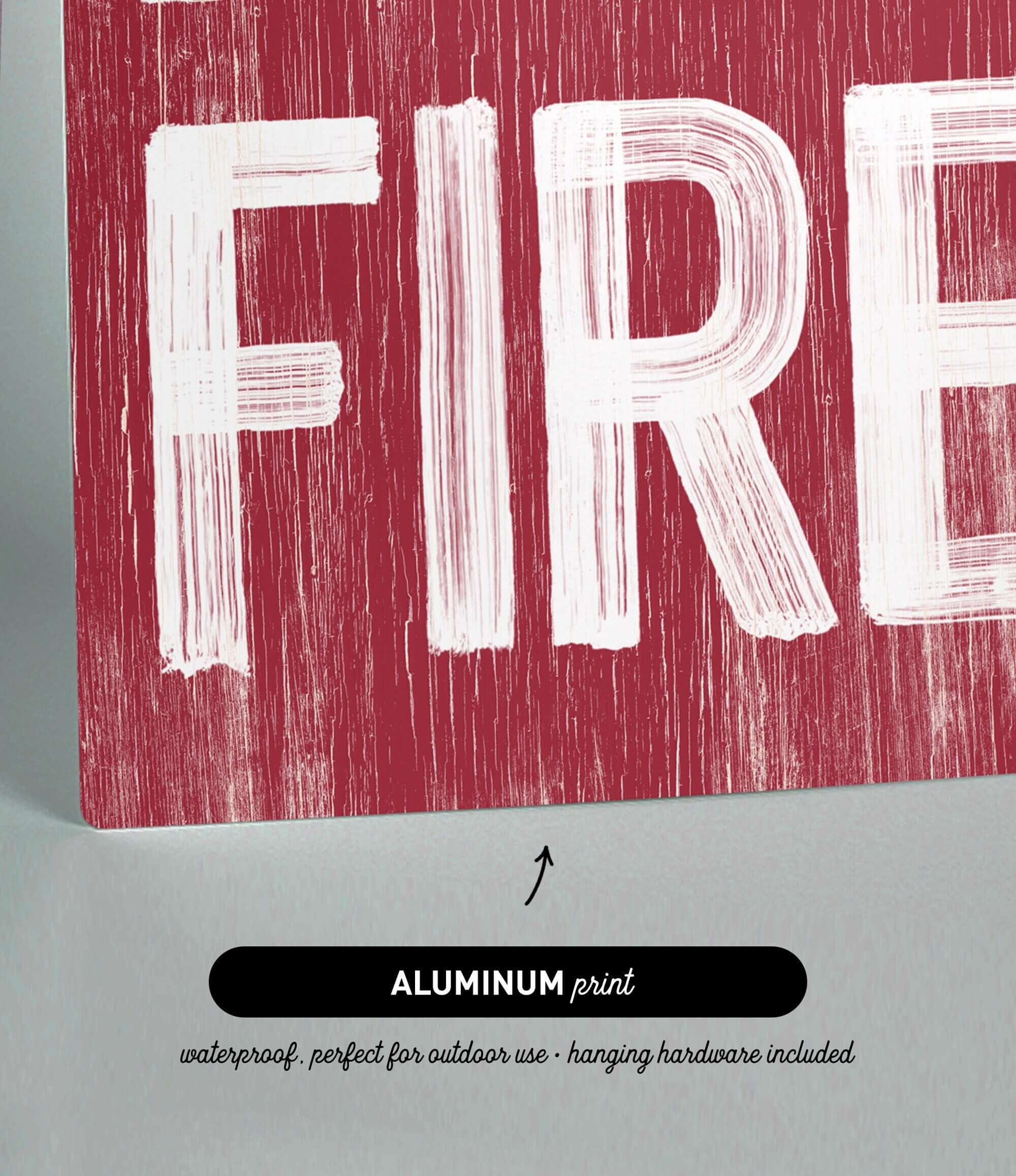 a red fire sign with white writing on it