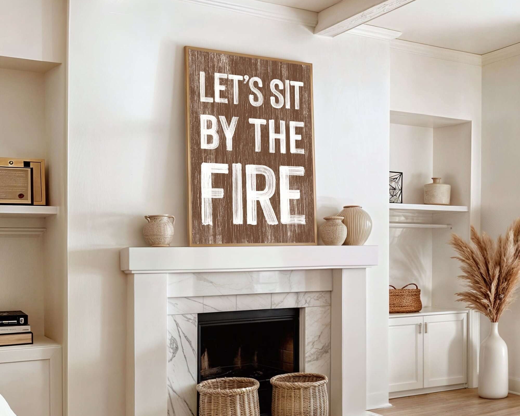 a living room filled with furniture and a fire place