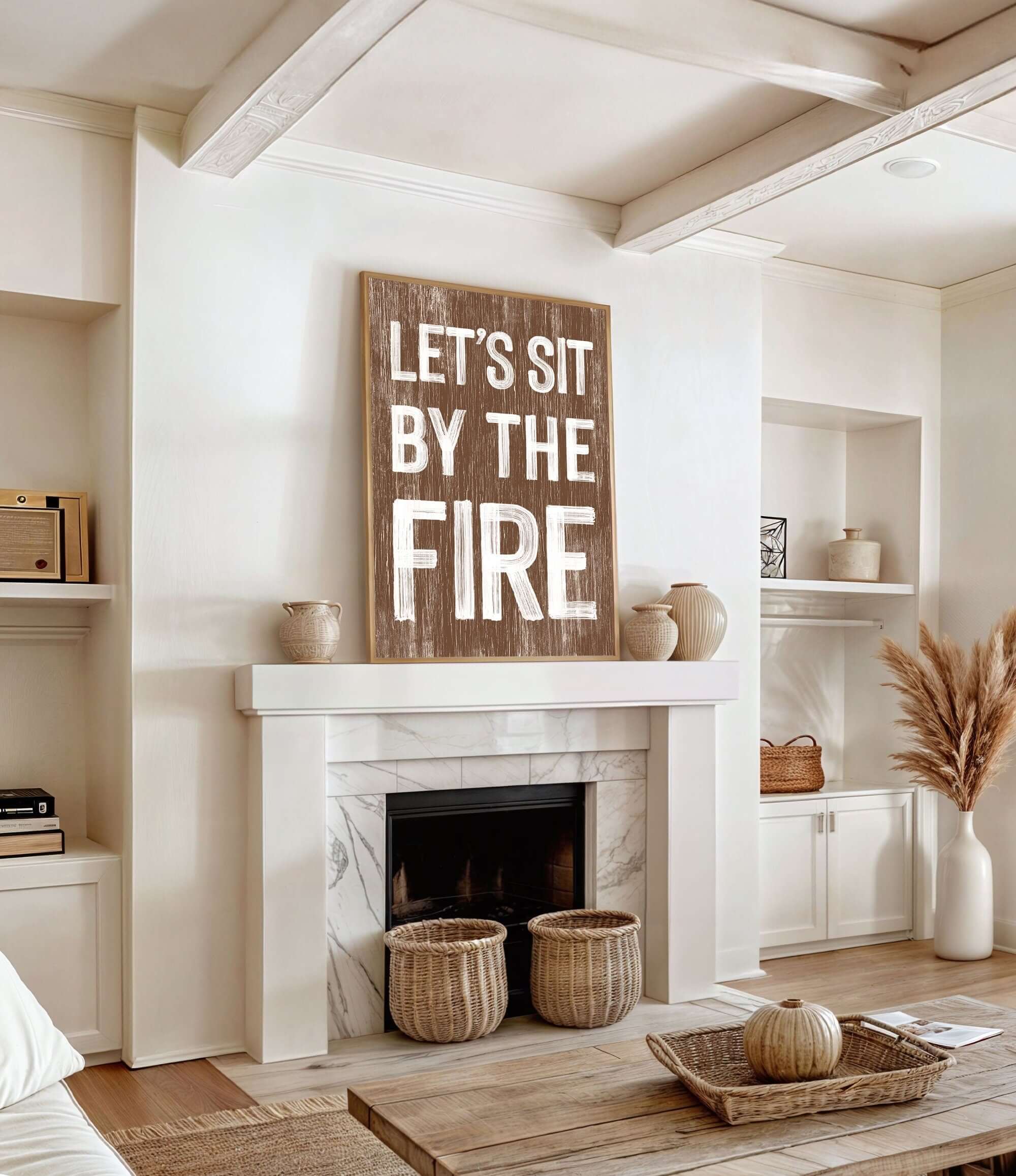 a living room filled with furniture and a fire place