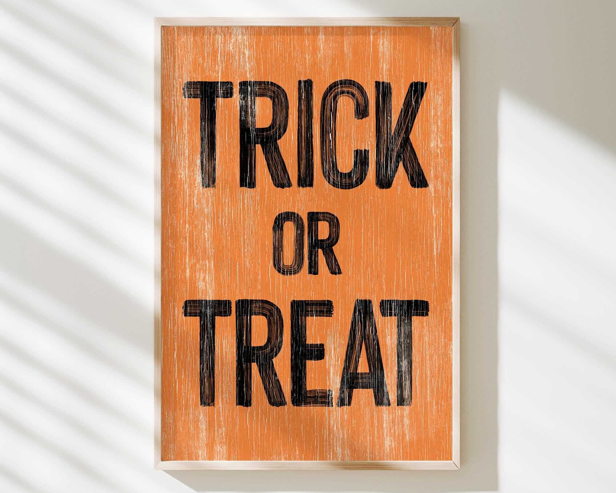 a sign that says trick or treat on it