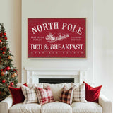 North Pole Bed & Breakfast Sign, Dark Red