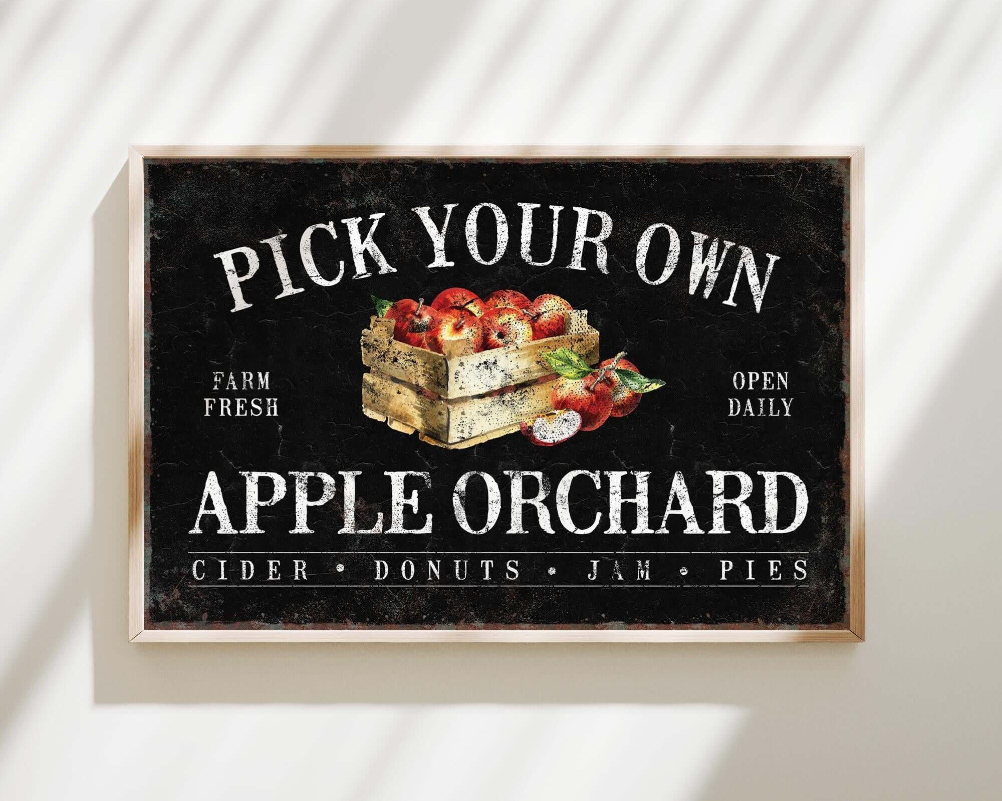 a sign that says pick your own apple orchard