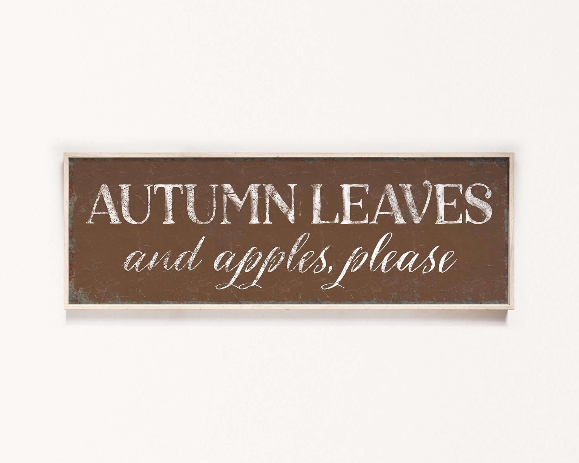 a sign that says autumn leaves and apples please