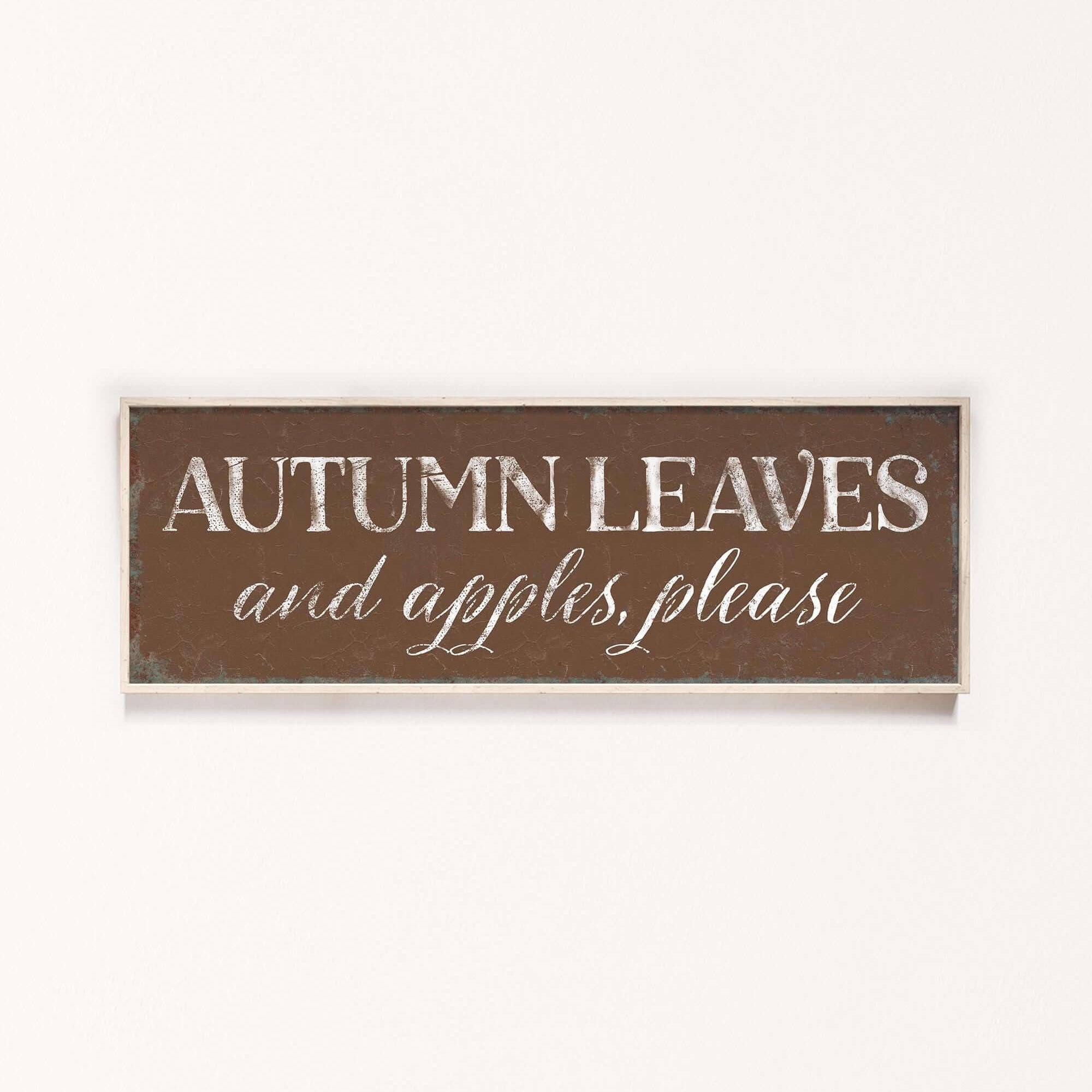 a sign that says autumn leaves and apples please