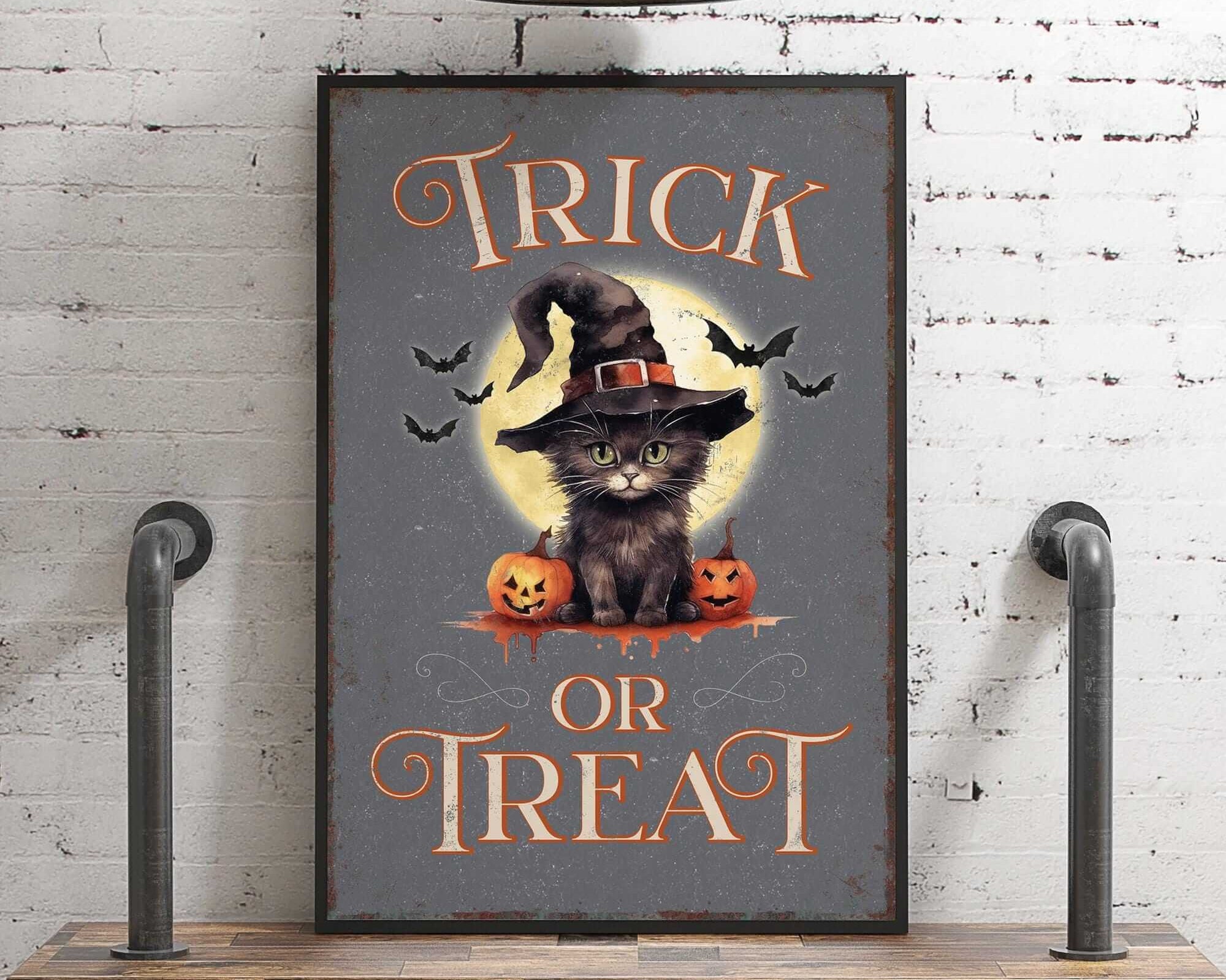 a picture of a cat wearing a witches hat