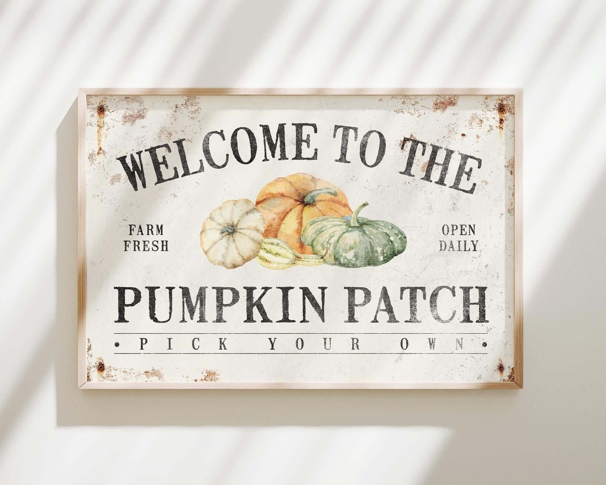 a sign that says welcome to the pumpkin patch