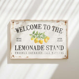 a sign that says welcome to the lemonade stand