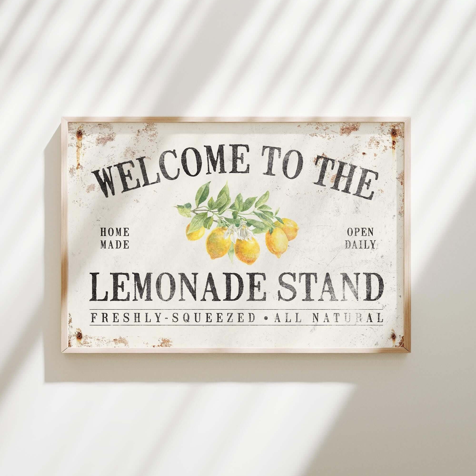 a sign that says welcome to the lemonade stand
