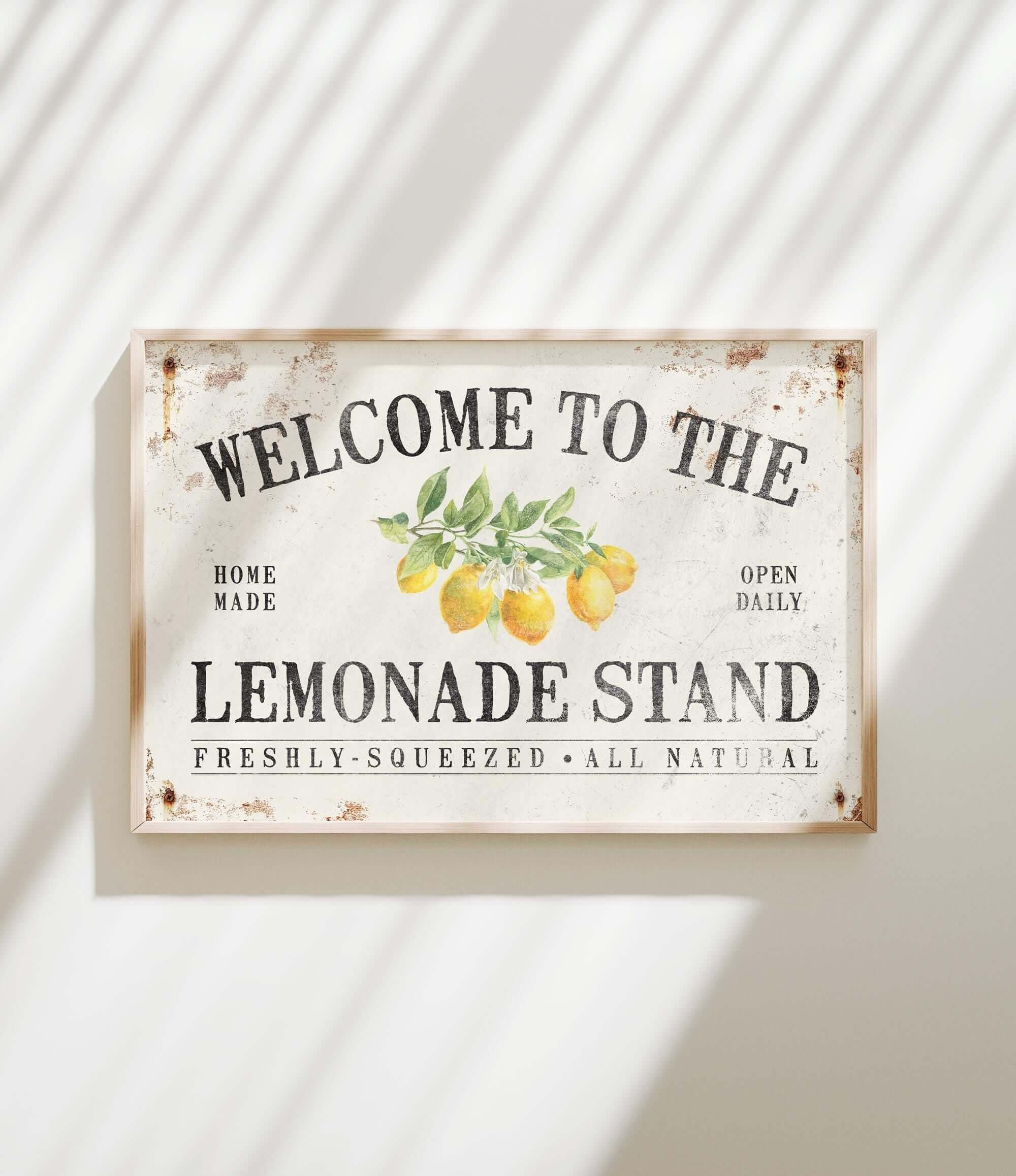 a sign that says welcome to the lemonade stand