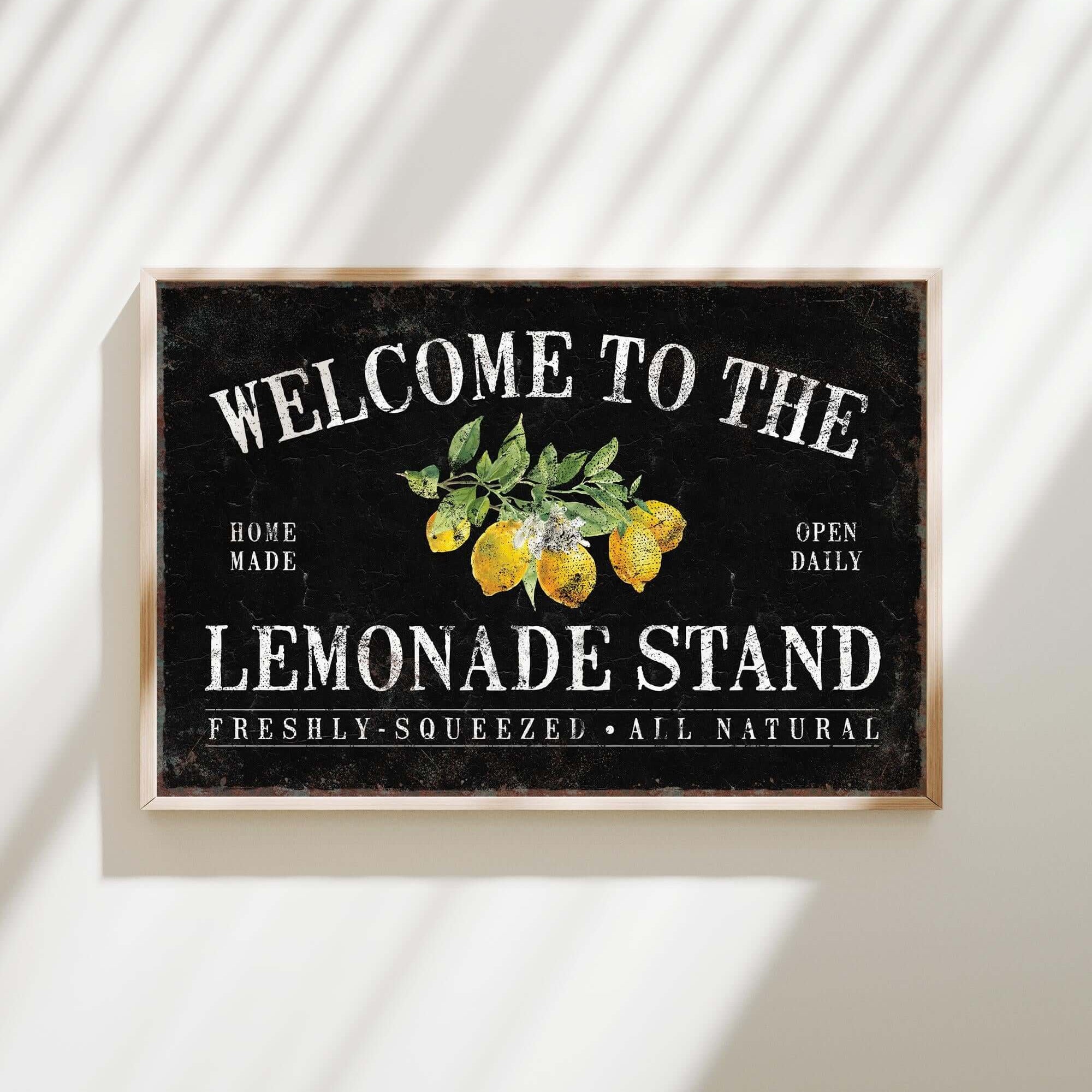 a sign that says welcome to the lemonade stand