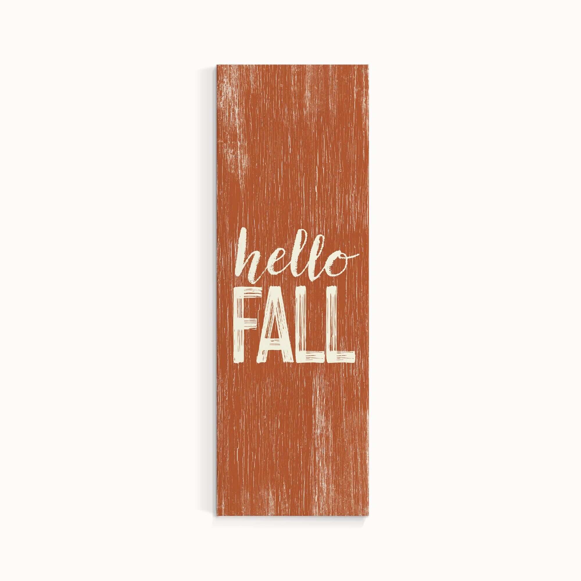 a wooden sign that says hello fall