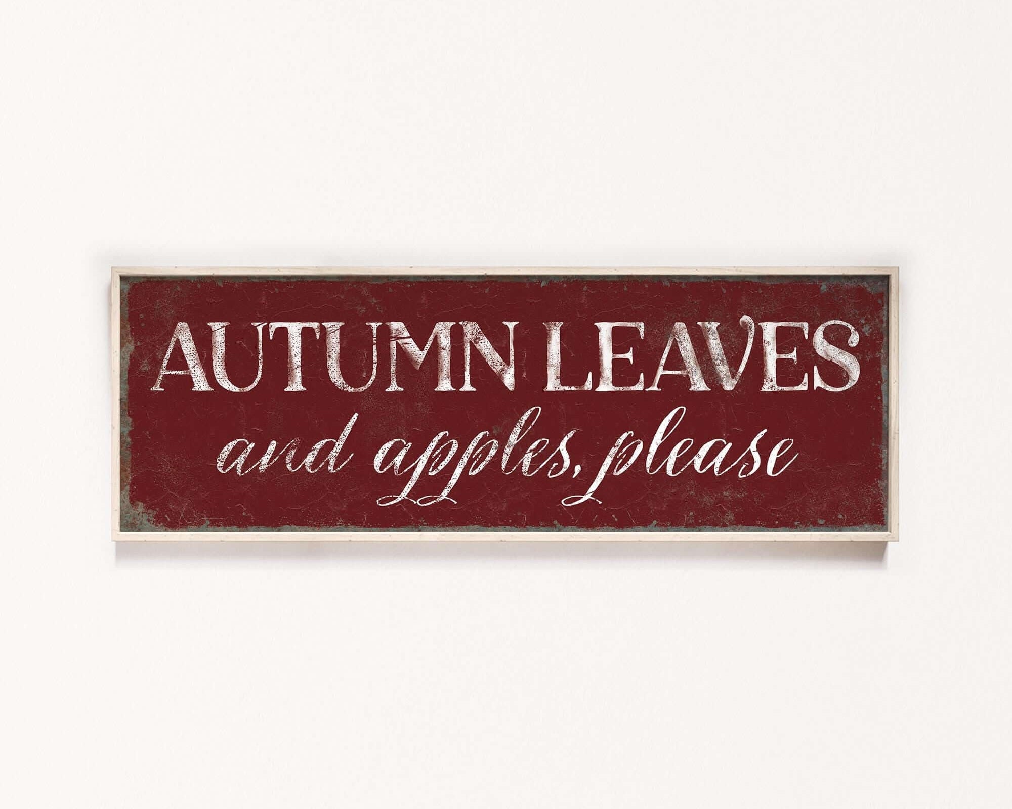a sign that says autumn leaves and apples please