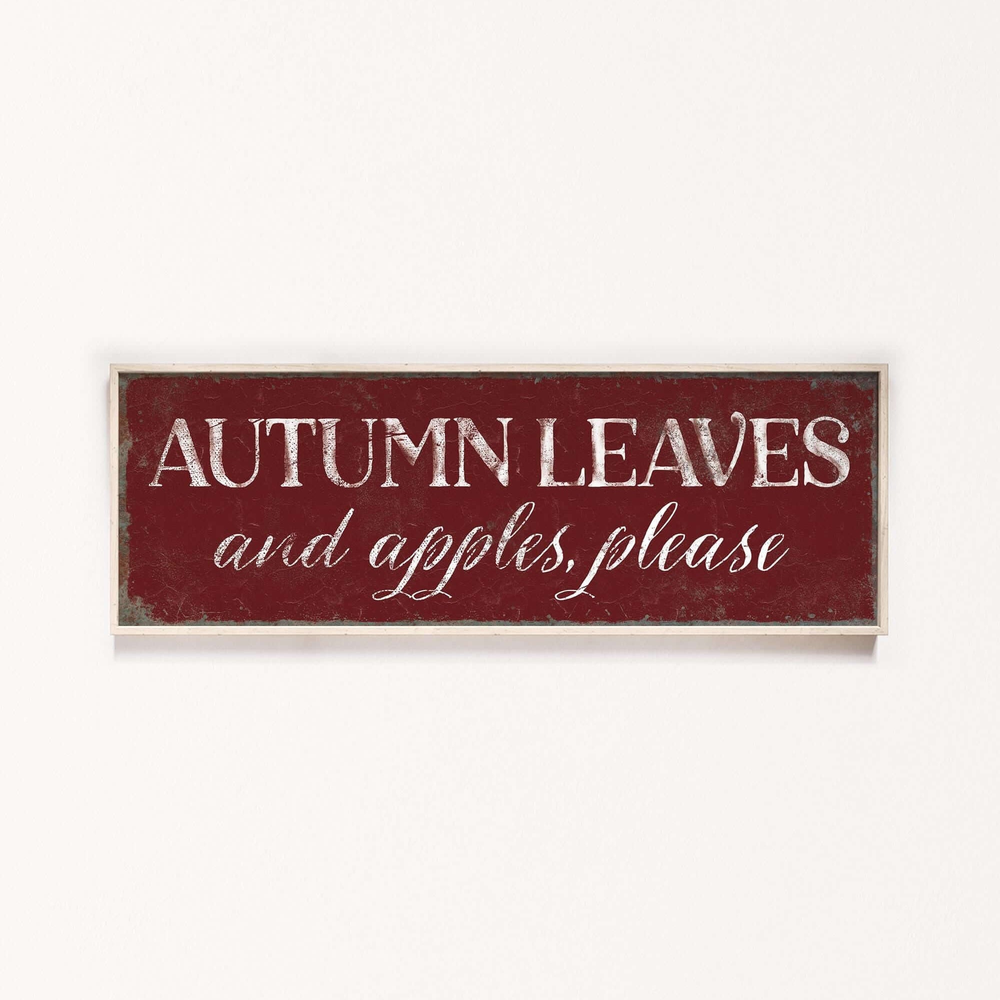 a sign that says autumn leaves and apples please