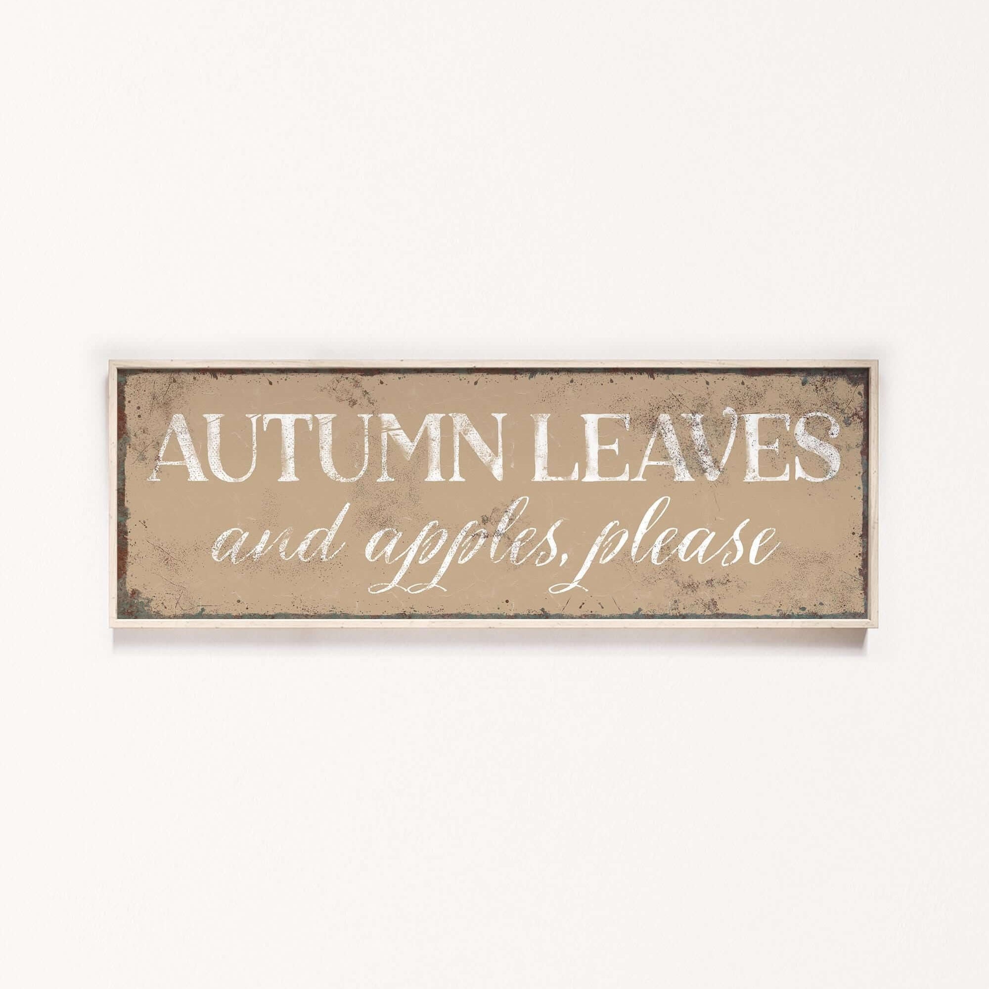 a wooden sign that says autumn leaves and giraffes please