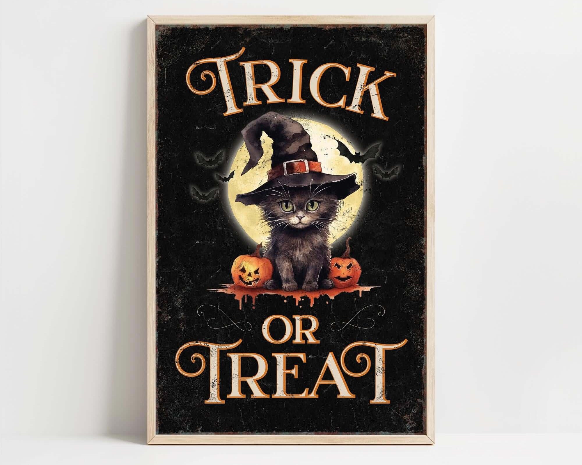 a picture of a cat wearing a witches hat