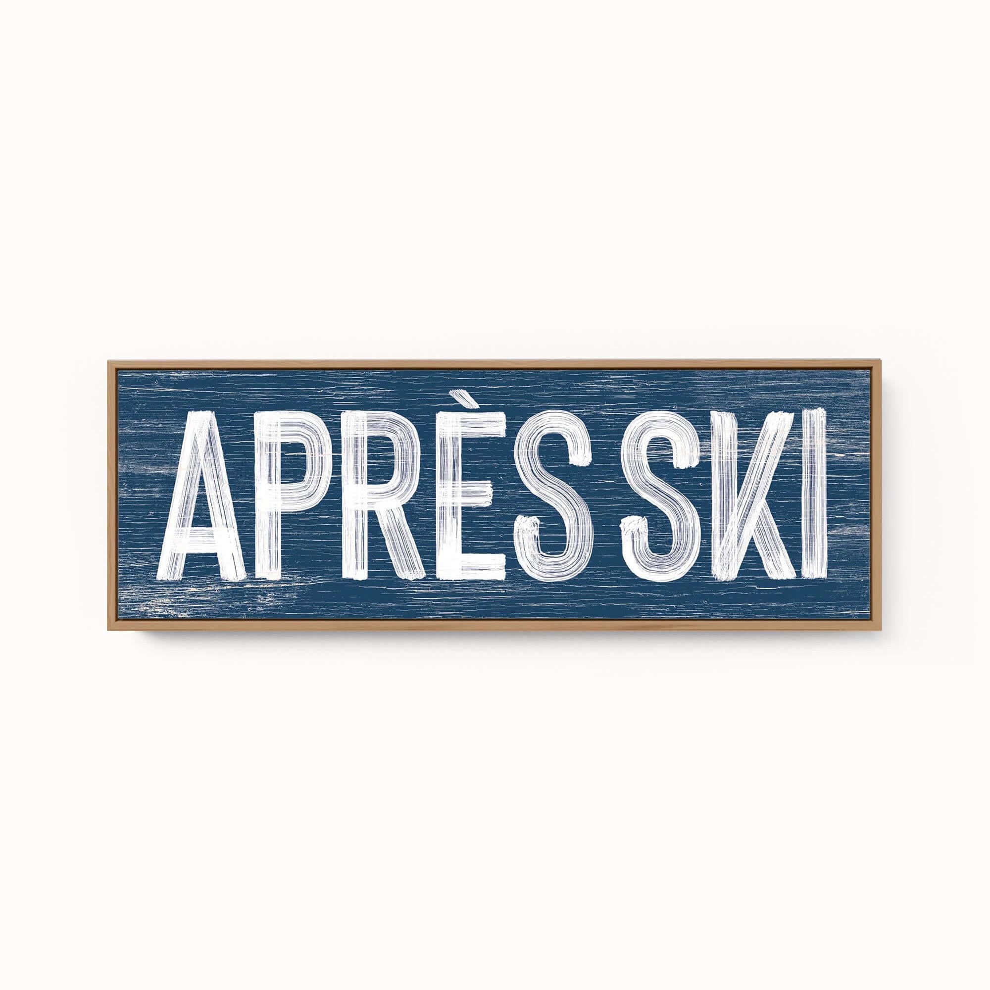 a wooden sign that says apres ski on it