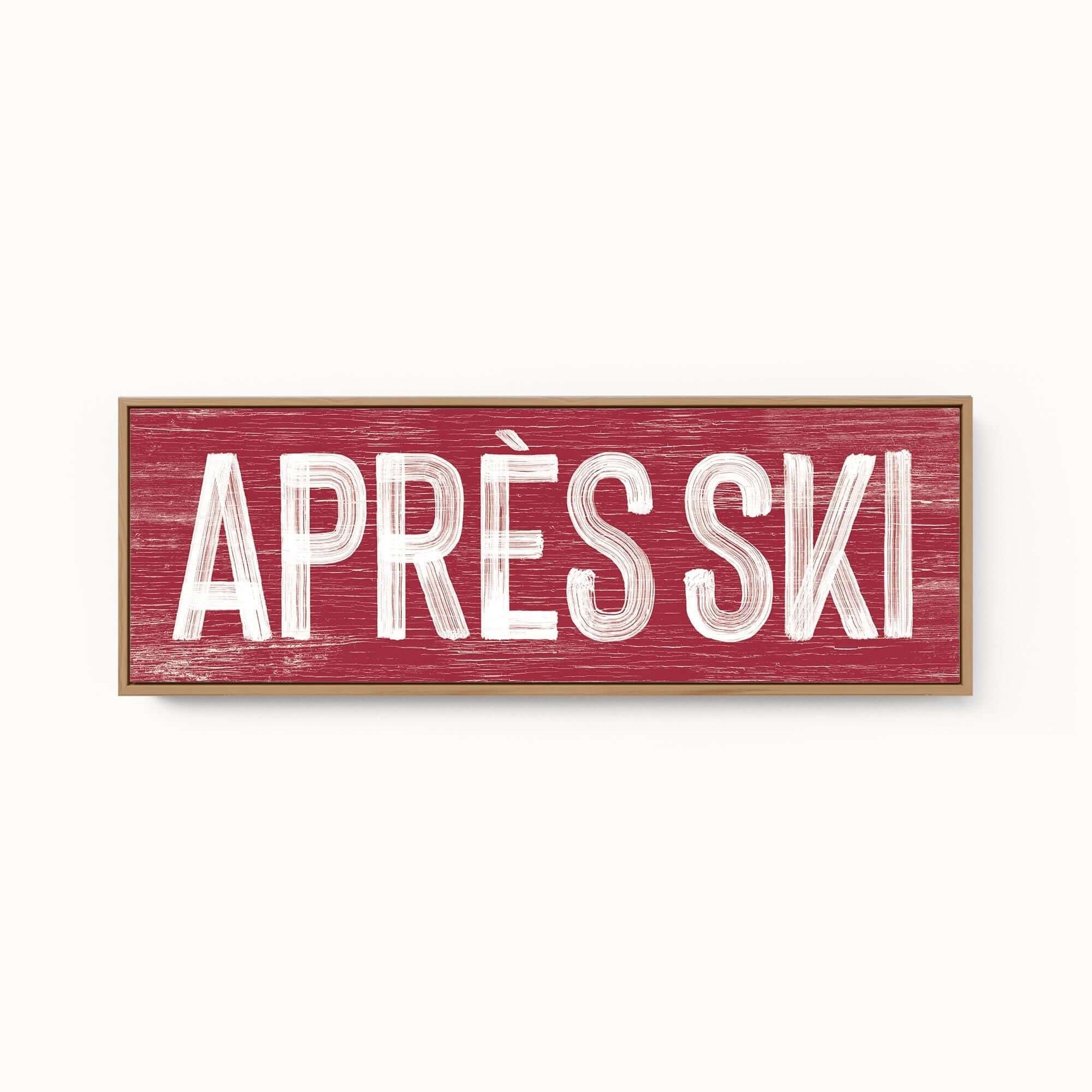 a wooden sign that says apres ski